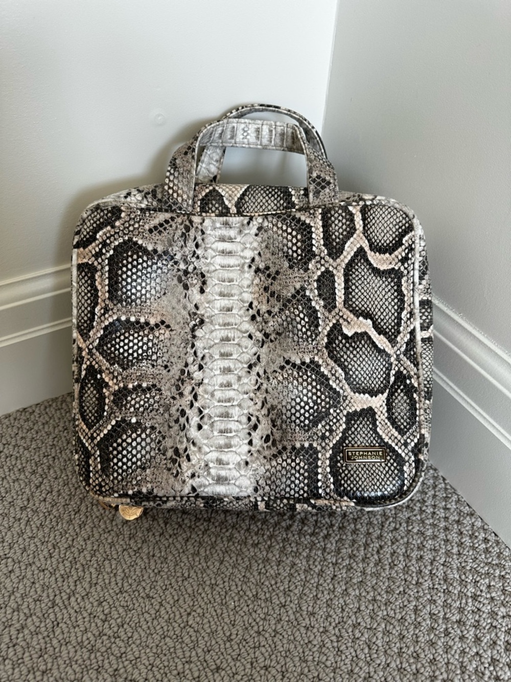 Stephanie Johnson snake skin toiletry bag